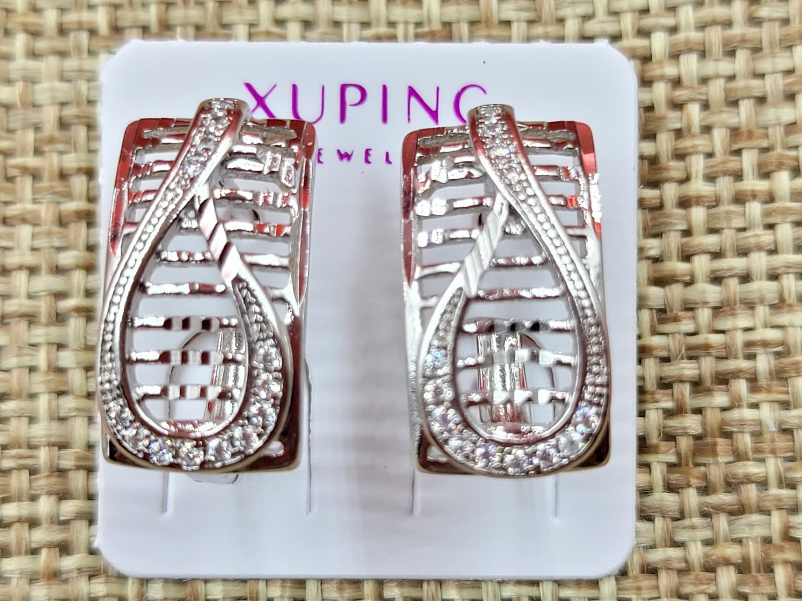 Сережки Xuping 9 мм в. 17 мм родий англійський замок