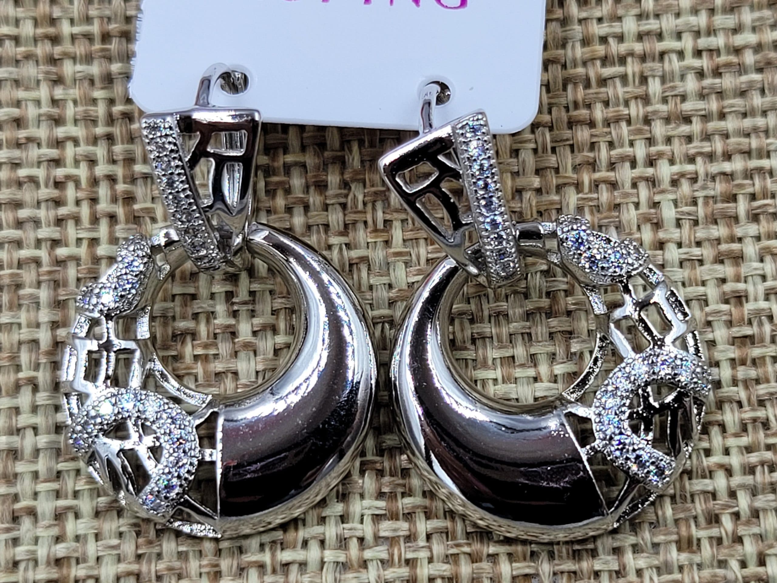 Сережки Xuping 20 мм в. 28 мм родий замок Конго