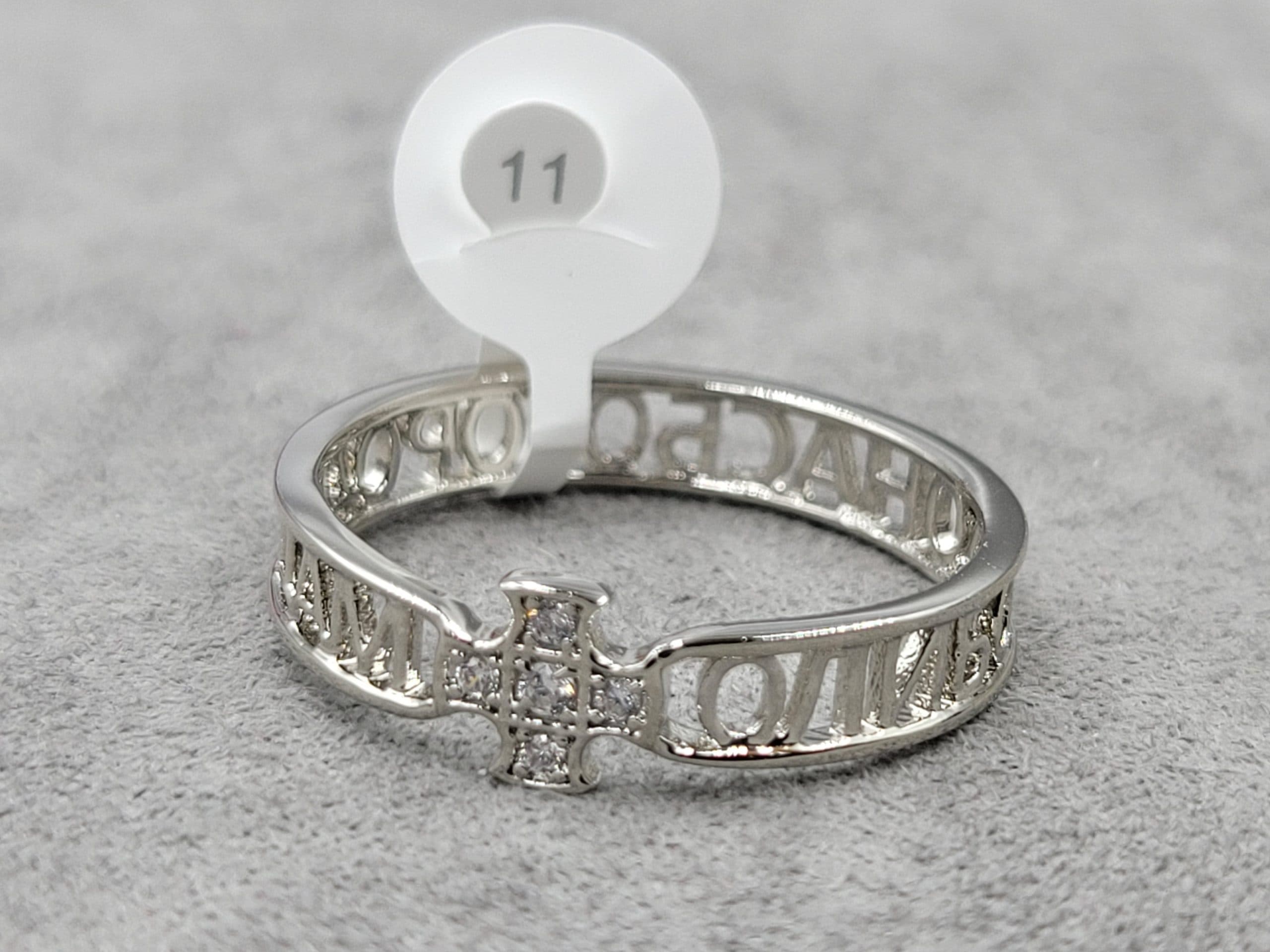 Кільце Xuping 4,5 мм *Богородица моли Бога о нас*  родій ( 16,17,19 розміри)