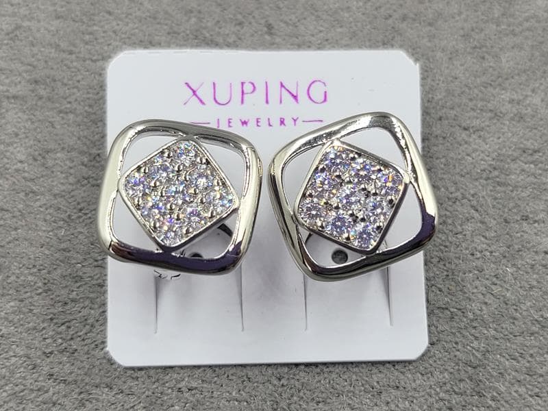 Сережки Xuping 7 мм в. 15 мм родій круглий замок