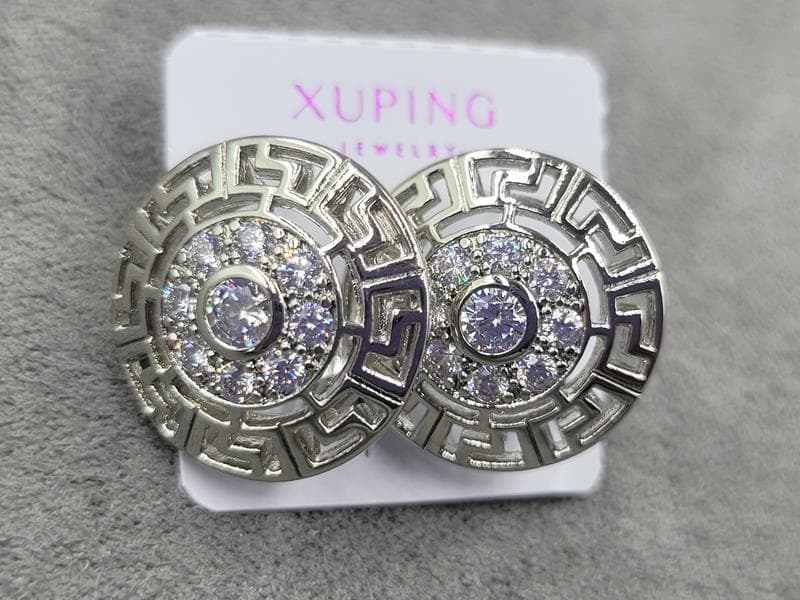 Сережки Xuping 17 мм в. 17 мм родій англійський замок