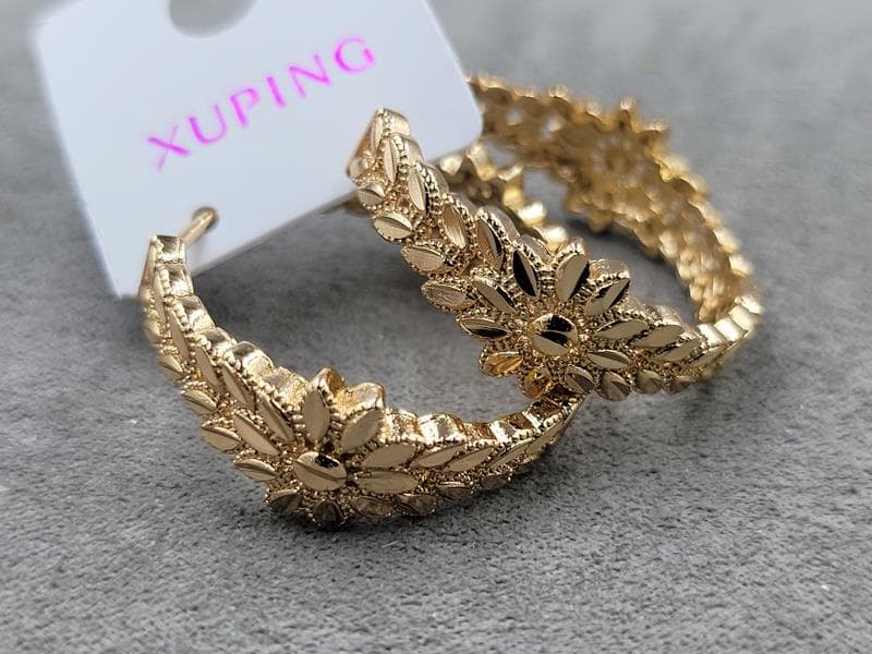 Сережки кільця Xuping 10 мм д. 27 мм позолота 18к