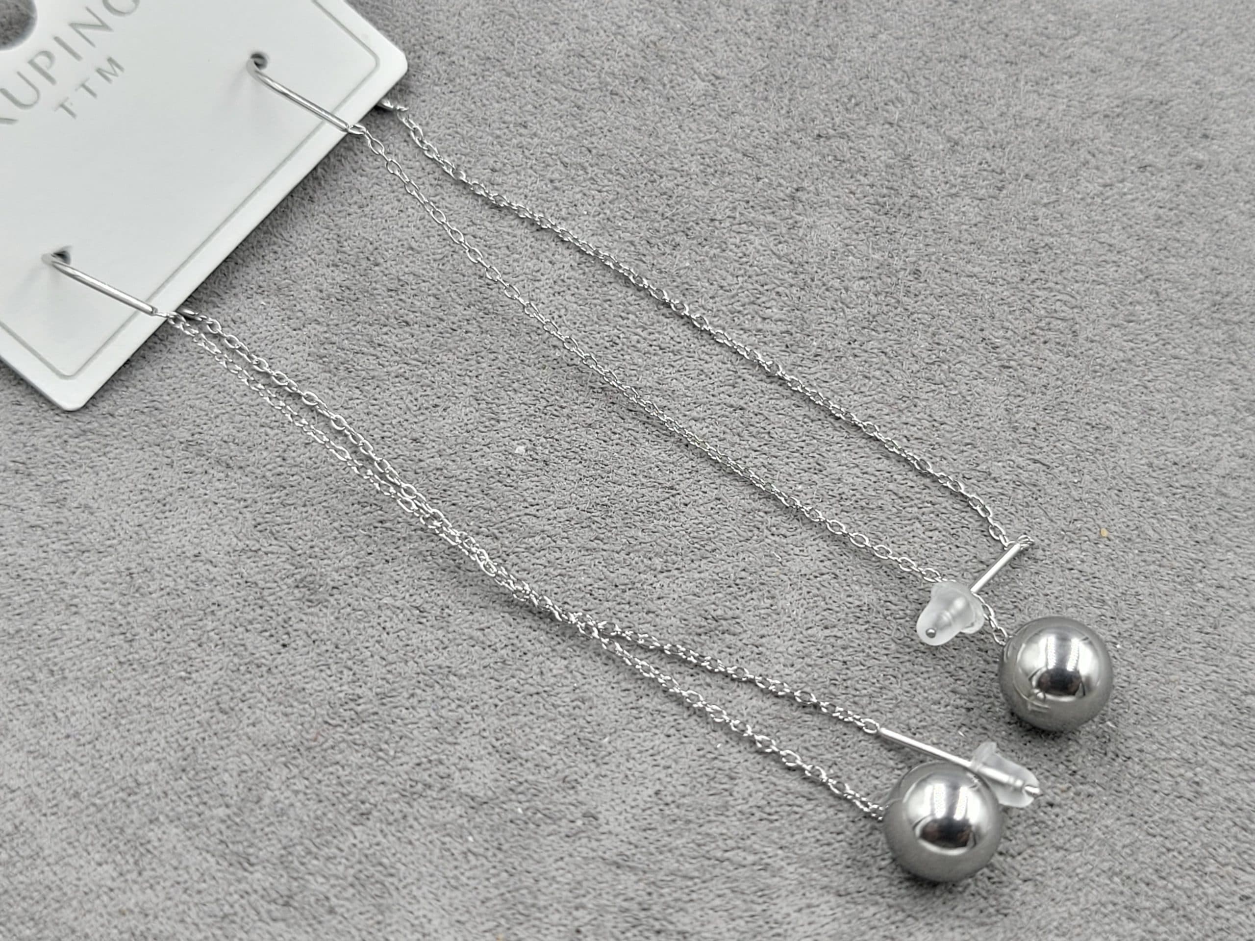 Сережки протяжки ТТМ Xuping 8 мм в. 83 мм позолота 18к