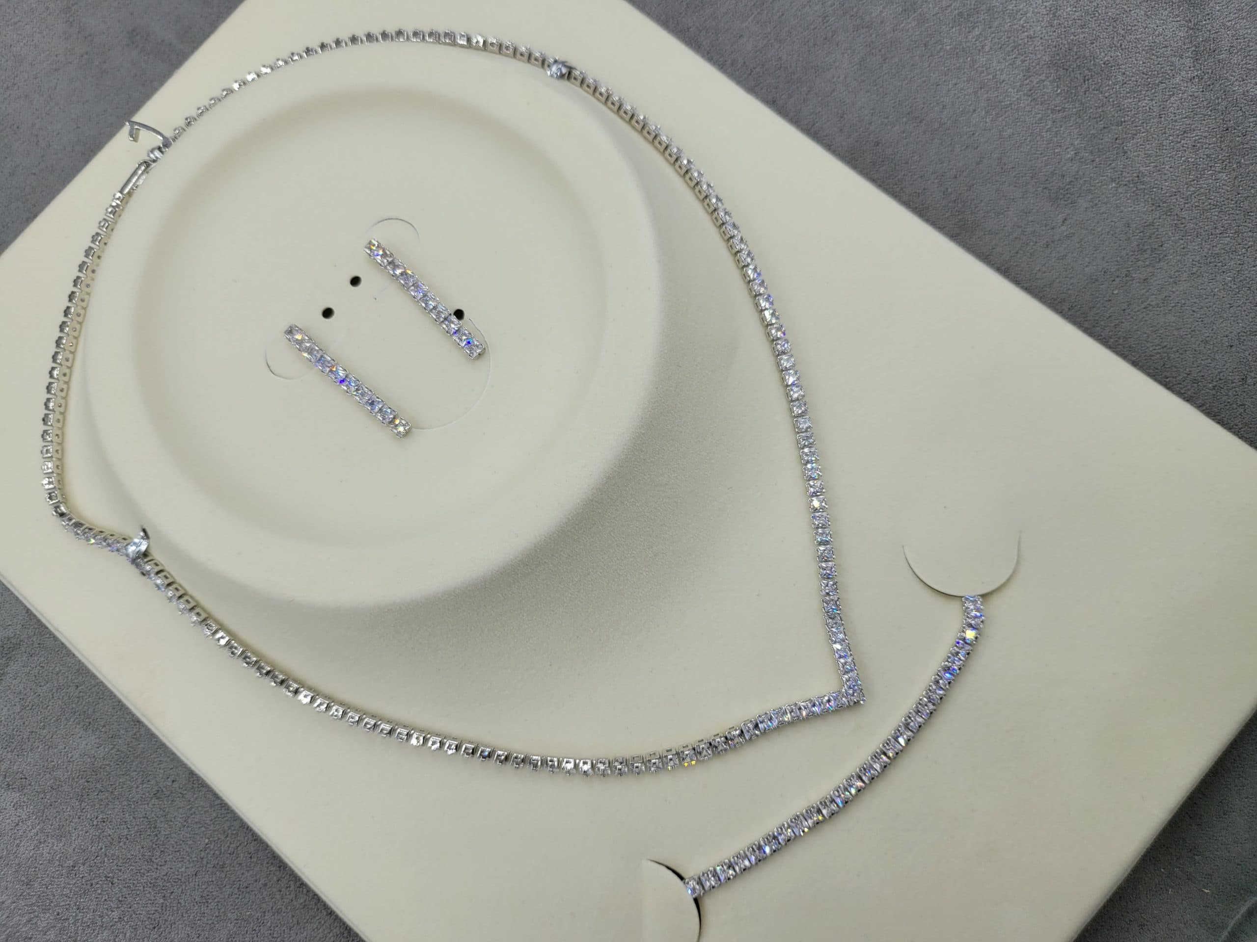 Комплект Xuping сережки 3*28 мм + кол'є 3 мм довж. 45 см + браслет 3 мм довж. 18 см родій