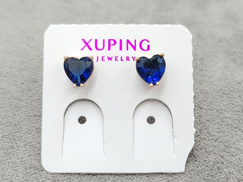 Гвоздики Xuping з синім стразом 5 мм колір 18к