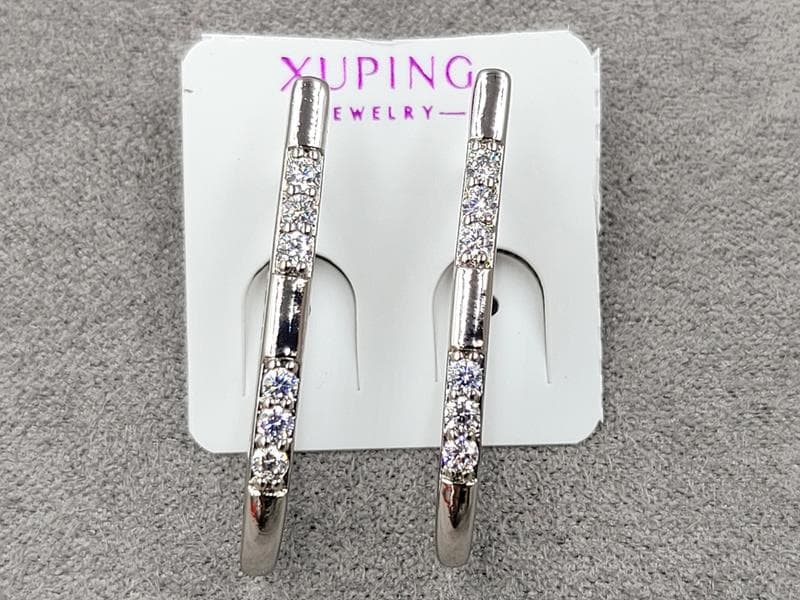 Сережки Xuping 2,3 мм висота 29 мм англійський замок родій