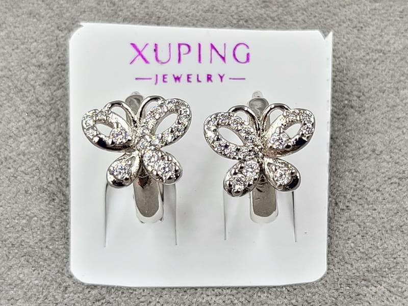 Сережки Xuping 10 мм висота 13 мм круглий замок родій