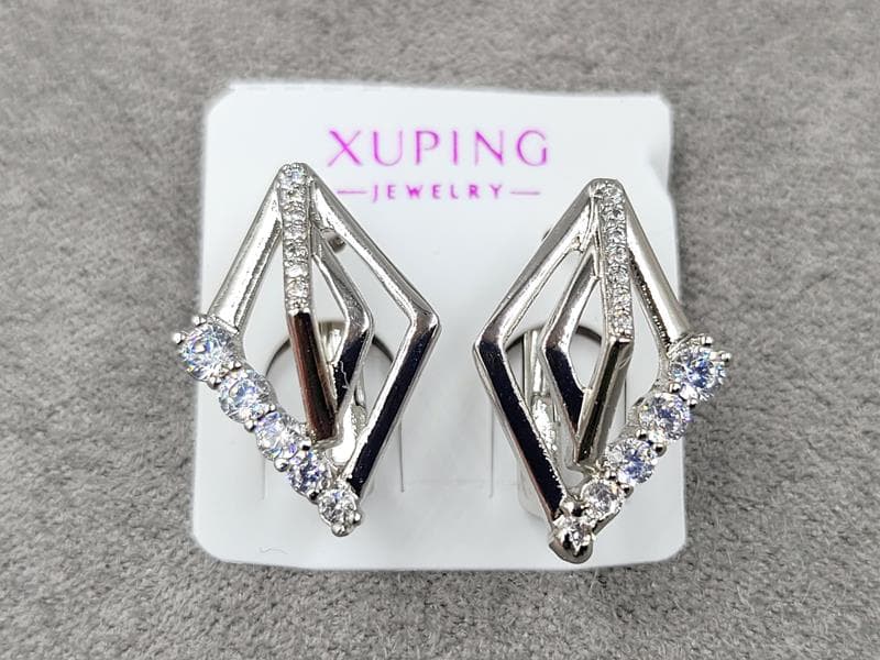 Сережки Xuping 13 мм висота 19 мм англійський замок родій