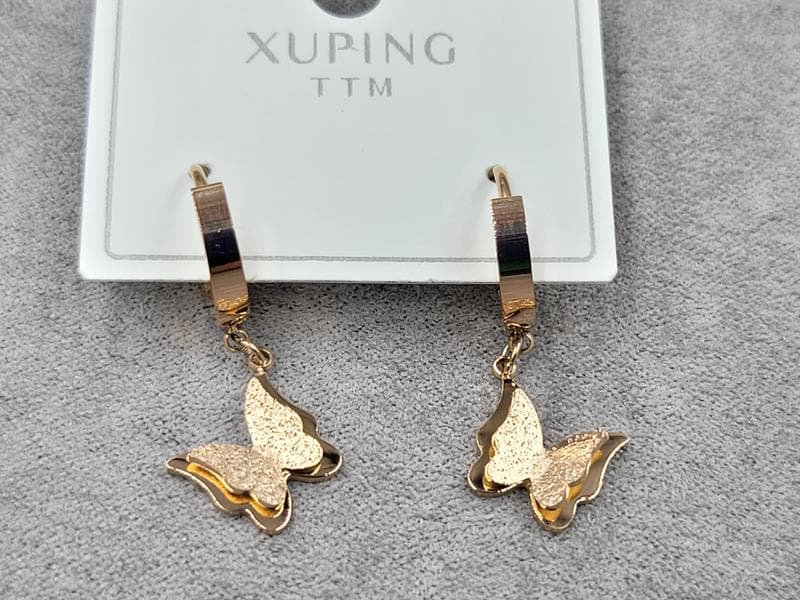 Сережки ТТМ Xuping 12 мм висота 28 мм круглий замок колір рожеве золото