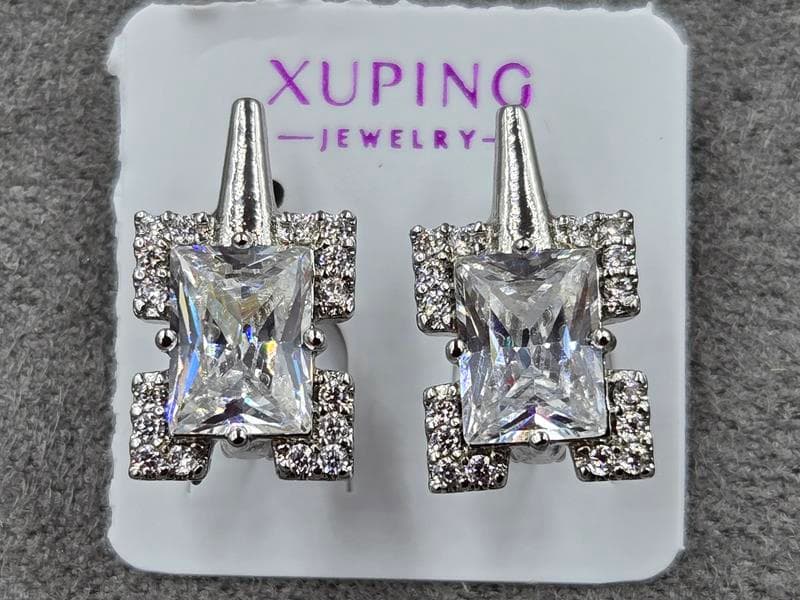 Сережки Xuping 10 мм висота 17 мм англійський замок родій