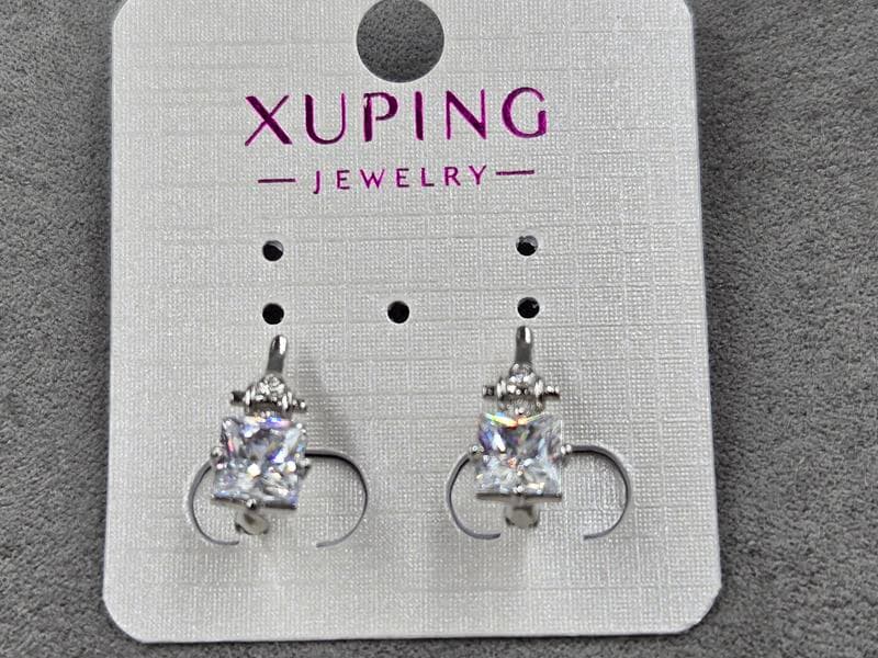 Сережки Xuping 7 мм висота 15 мм англійський замок родій
