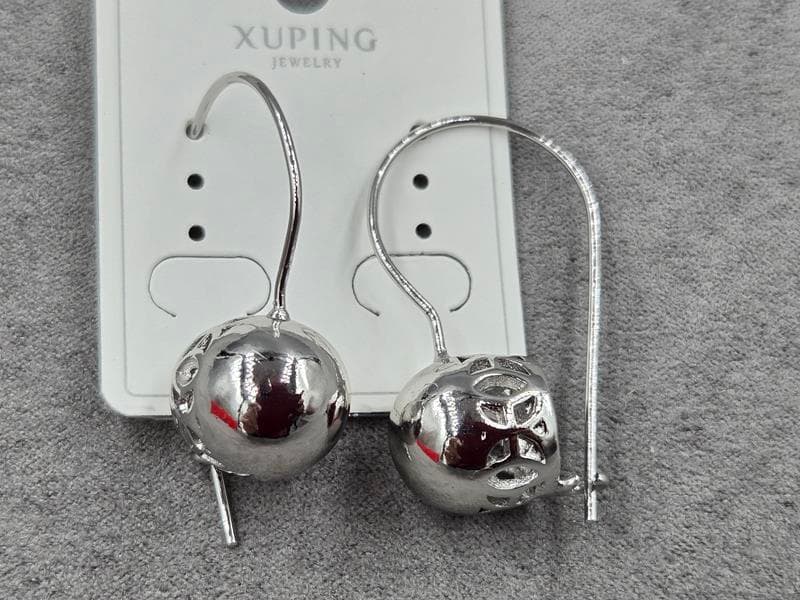 Сережки Xuping 15 мм висота 36 мм французский замок родій