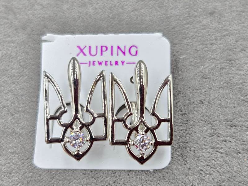 Сережки Xuping 12 мм висота 19 мм англійський замок родій