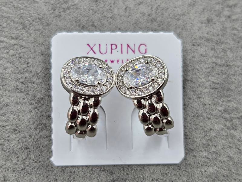 Сережки Xuping 10 мм висота 16 мм англійський замок родій