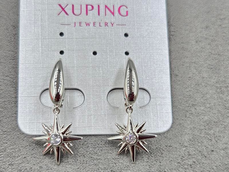 Сережки Xuping 15 мм висота 21 мм англійський замок родій