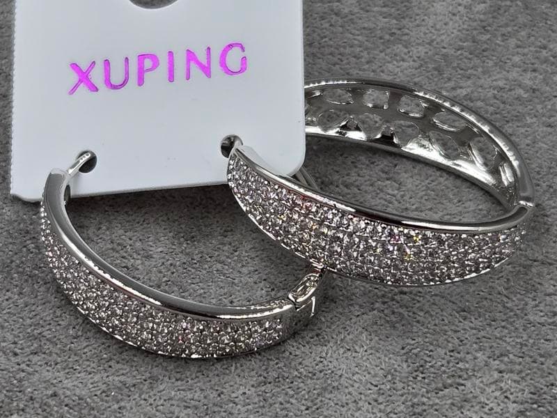 Сережки Xuping 6 мм висота 25 мм  замок Конго родій