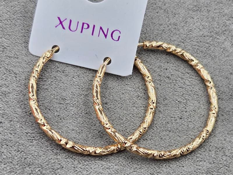 Сережки кільця Xuping 2 мм висота 30 мм колір 18к