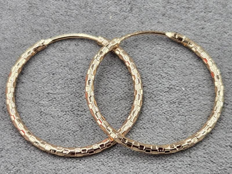 Сережки кільця  Xuping 2 мм висота 30 мм колір 18к