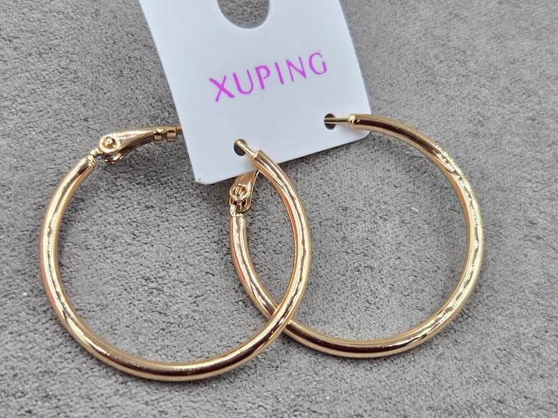 Сережки кільця  Xuping 2 мм висота 30 мм колір 18к