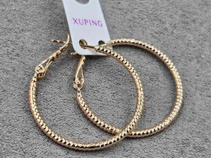 Сережки кільця  Xuping 2 мм висота 30 мм колір 18к