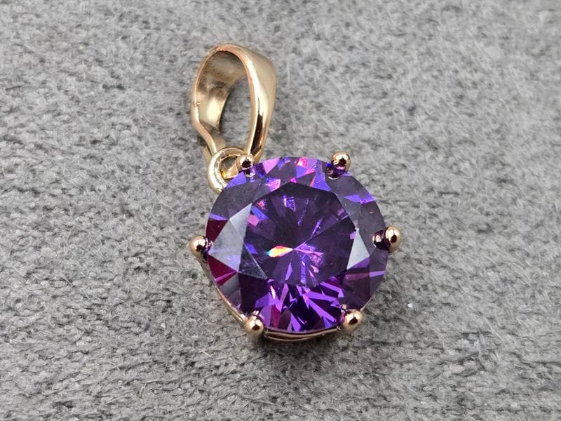 Кулон Xuping з аметистовим стразом 9 мм висота 18 мм колір 18к
