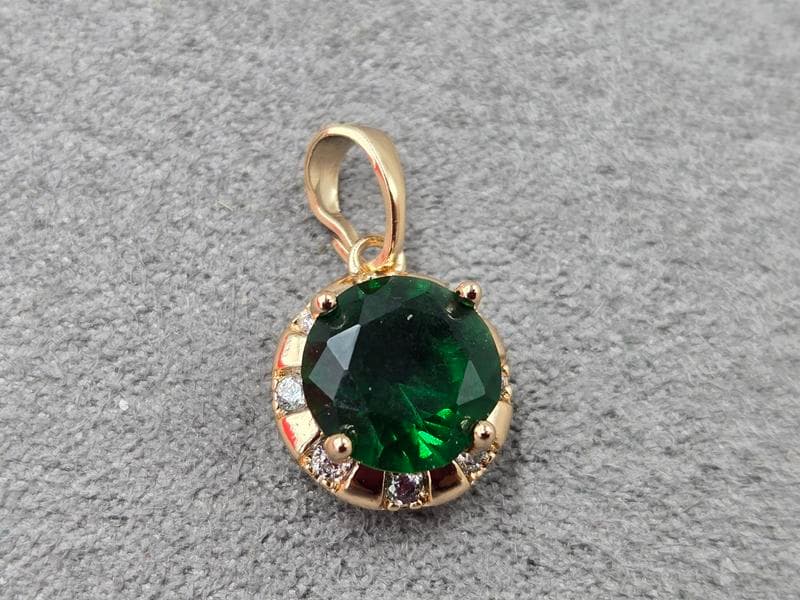 Кулон Xuping 11 мм висота 19 мм з синім стразом колір 18к