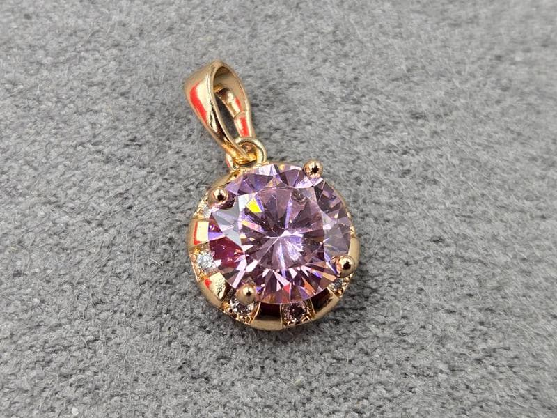 Кулон Xuping 11 мм висота 19 мм з рожевим стразом колір 18к