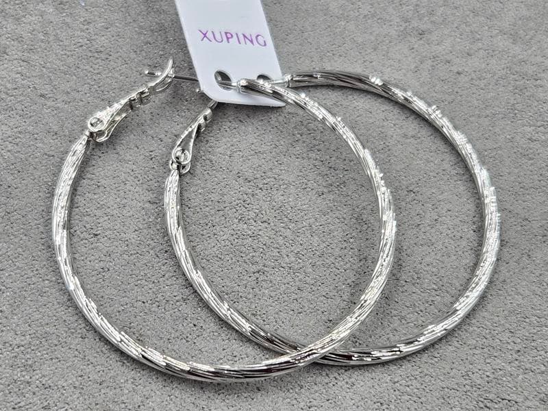 Сережки кільця  Xuping 2 мм висота 40 мм родій