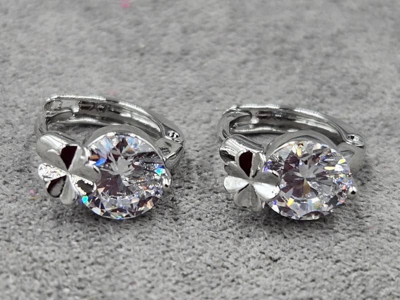 Сережки Xuping 6 мм висота 11 мм круглий замок родій