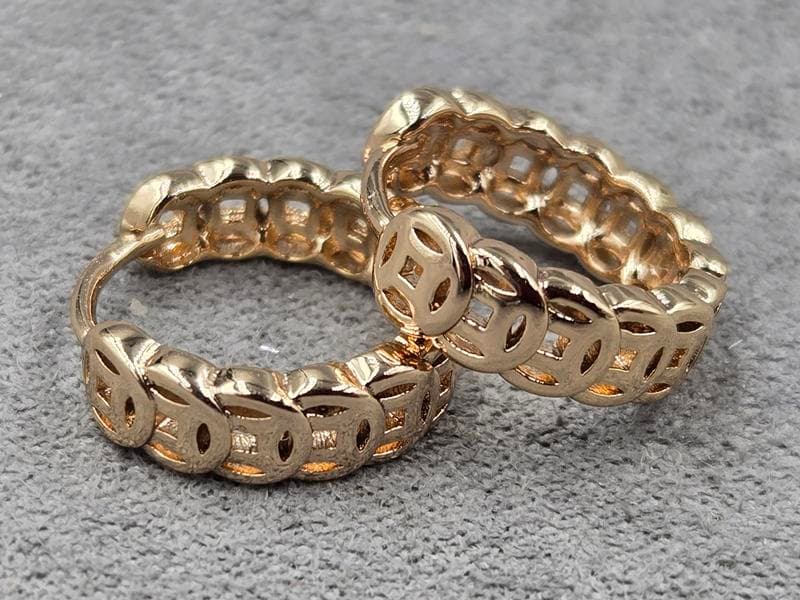 Сережки Xuping 5 мм висота 15 мм круглий замок колір 18к