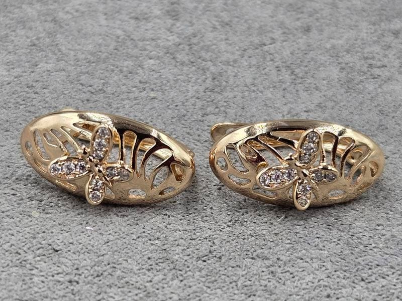 Сережки Xuping 9 мм висота 17 мм англійський замок колір 18к