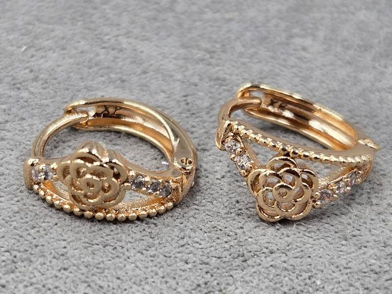 Сережки Xuping 6 мм висота 13 мм круглий замок колір 18к