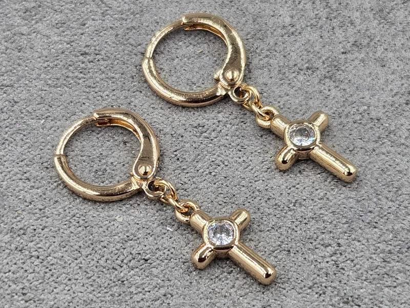 Сережки Xuping 8*11 мм висота 28 мм круглий замок колір 18к