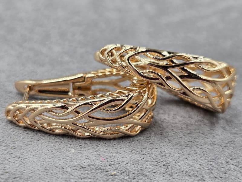 Сережки Xuping 10 мм висота 30 мм англійський замок колір 18к