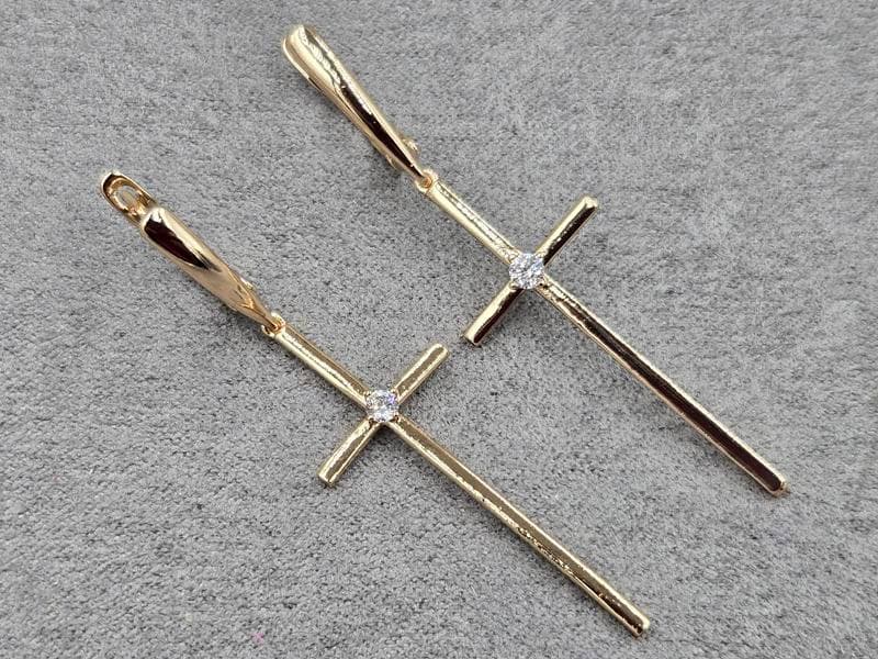 Сережки Xuping 16*41 мм висота 56 мм англійський замок колір 18к