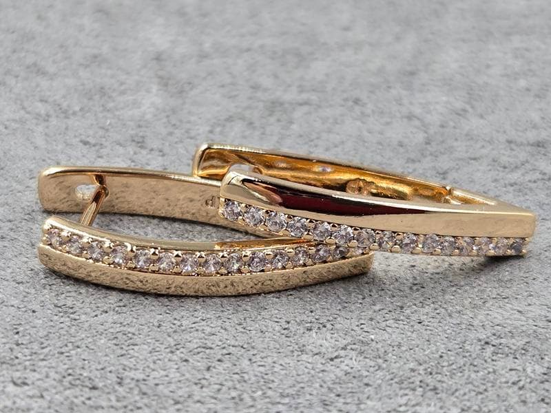 Сережки Xuping 4 мм висота 24 мм англійський замок колір 18к