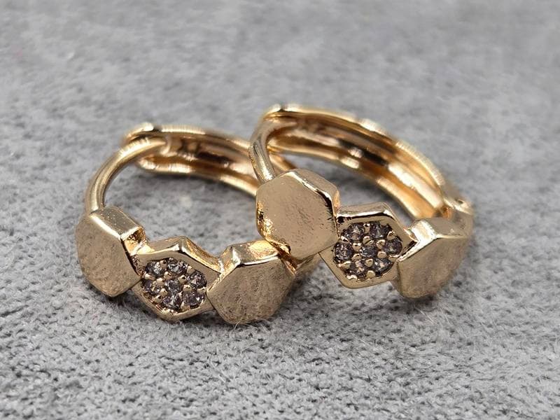 Сережки Xuping 5 мм висота 13 мм круглий замок колір 18к