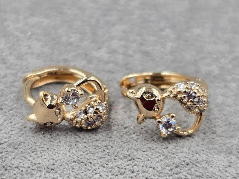 Сережки Xuping 7 мм висота 11 мм круглий замок колір 18к