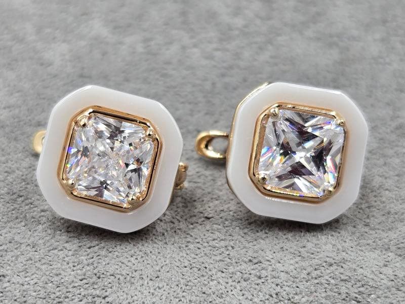 Сережки Xuping 14 мм висота 14 мм англійський замок колір 18к