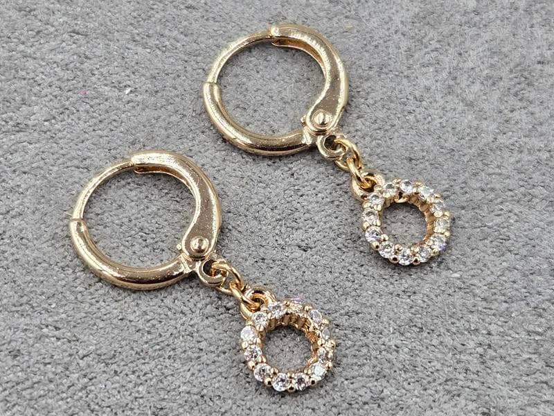 Сережки Xuping 7 мм висота 24 мм круглий замок колір 18к