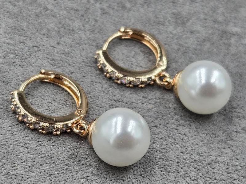 Сережки Xuping 10 мм висота 27 мм круглий замок колір 18к