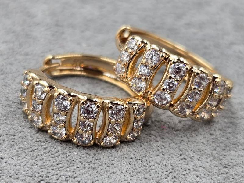 Сережки Xuping 7 мм висота 17 мм круглий замок колір 18к