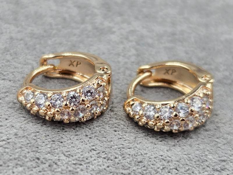 Сережки Xuping 5 мм висота 11 мм круглий замок колір 18к