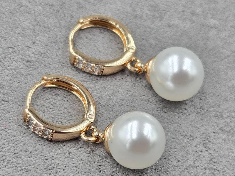 Сережки Xuping 10 мм висота 26 мм круглий замок колір 18к