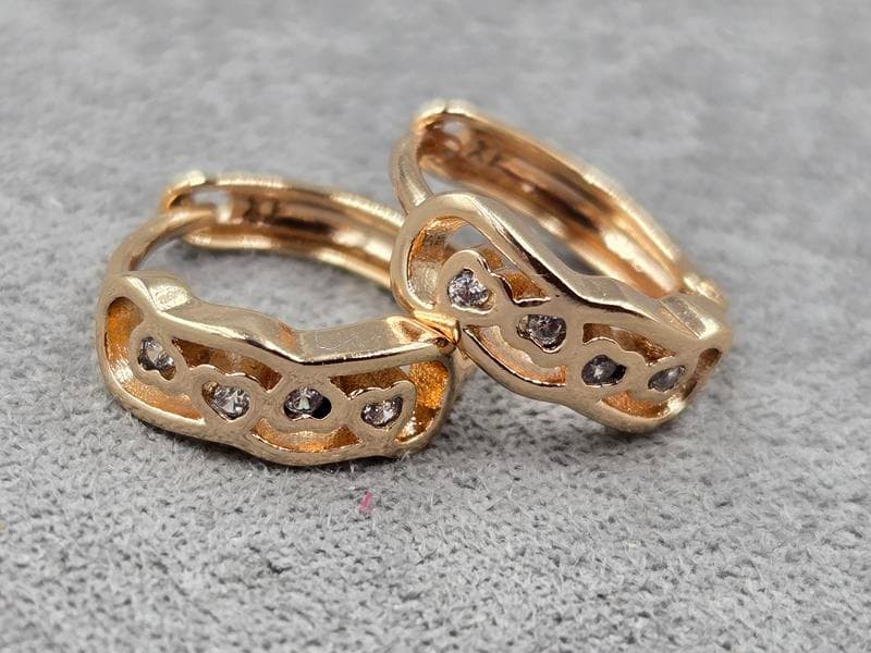 Сережки Xuping 5 мм висота 13 мм круглий замок колір 18к