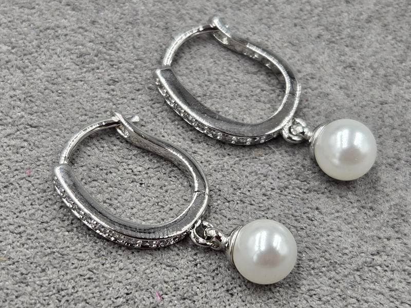 Сережки Xuping 6 мм висота 24 мм родій