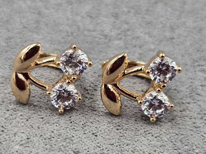 Сережки Xuping 10 мм висота 11 мм круглий замок колір 18к