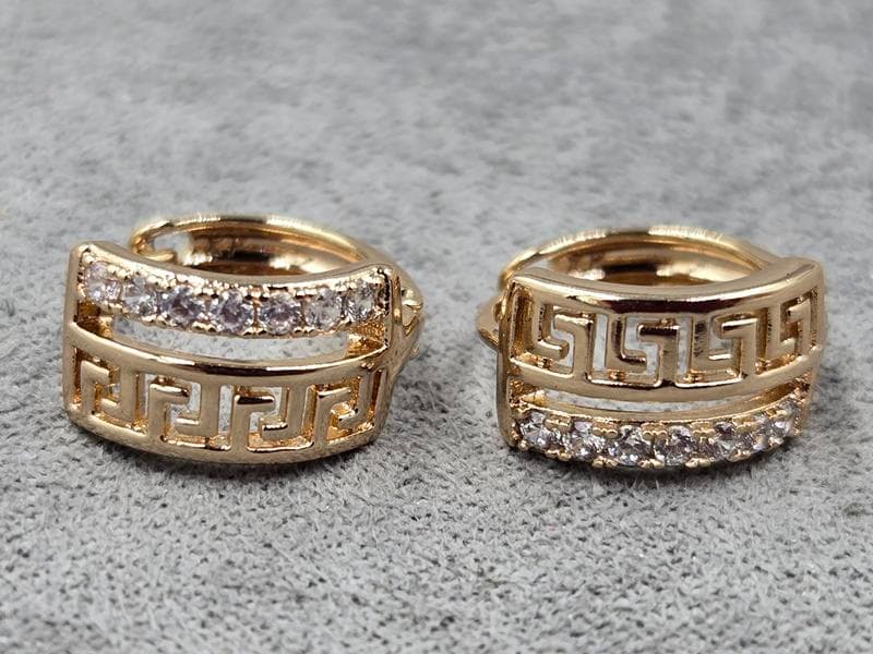 Сережки Xuping 7 мм висота 12 мм круглий замок колір 18к