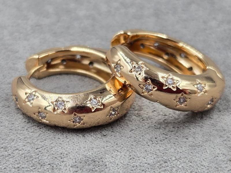 Сережки Xuping 7 мм висота 22 мм замок Конго колір 18к