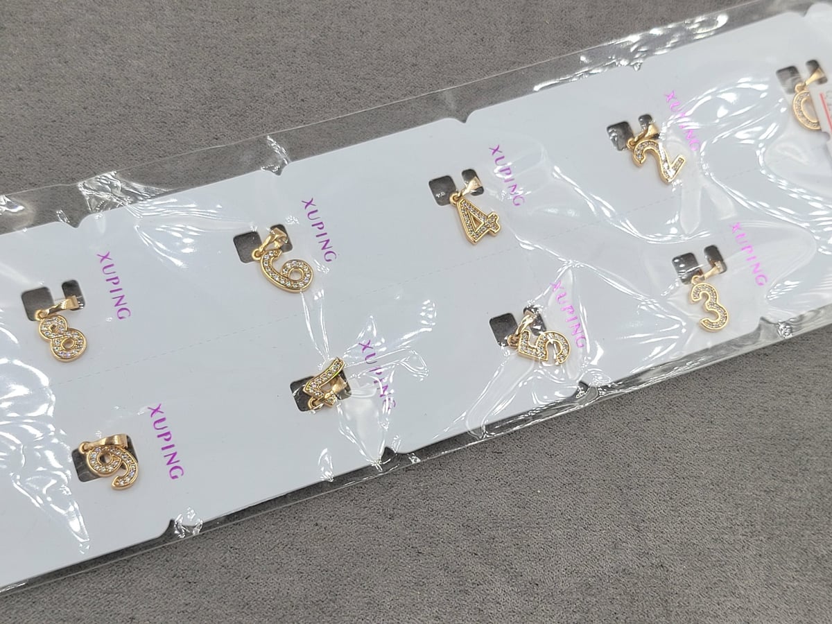 Кулон Xuping 7 мм в. 18 мм ( набор 10 цифр) позолота 18к